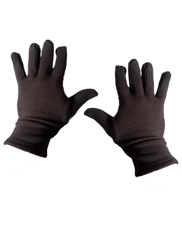 a pair of gloves with a black glove on it